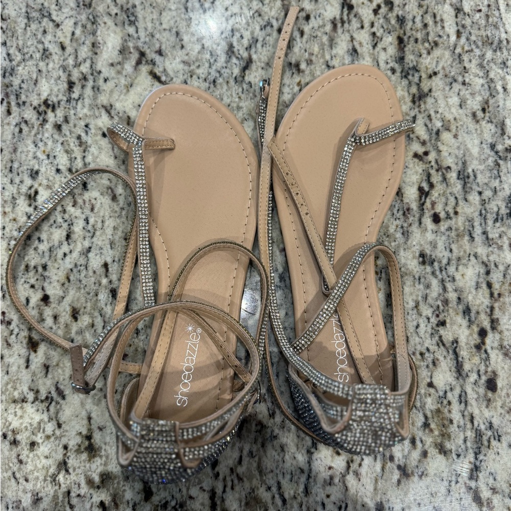Shoe Dazzle Tan Strappy Sandals